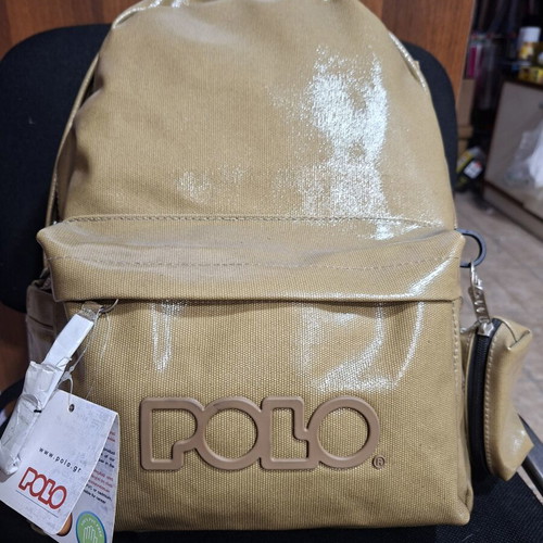 Polo single backpack, beige and brown