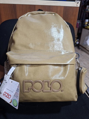 Polo single backpack, beige and brown