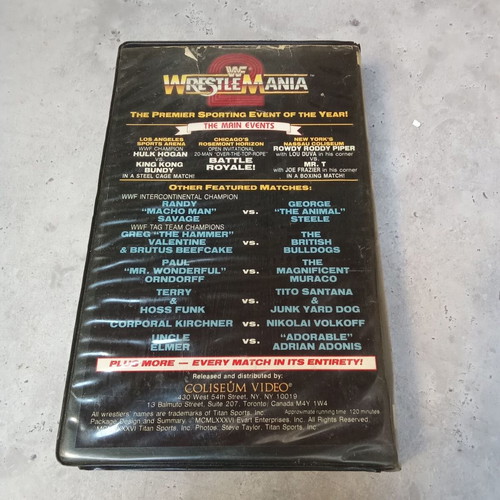 WWF Wrestlemania 2 VHS used, 1980s, Hulk Hogan