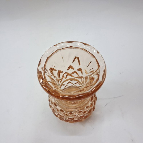 Vintage embossed glass vase 10 cm like new, amber tone