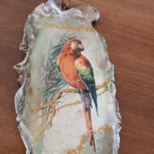 Handmade plaster frame parrot like new