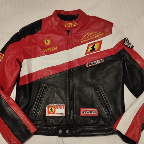 Ferrari jacket, genuine leather, red and white, teen size