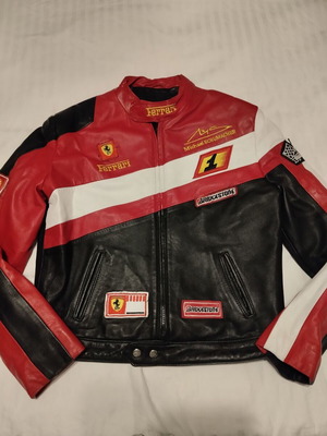 Ferrari jacket, genuine leather, red and white, teen size