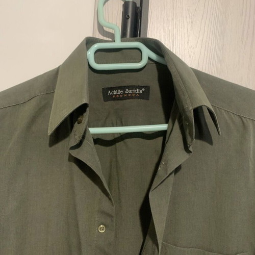 Achille Saridis men's long-sleeve shirt green khaki like new size M