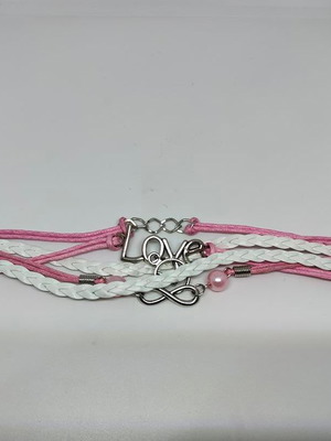 Handmade multistrand Love bracelet with infinity and metallic details like new