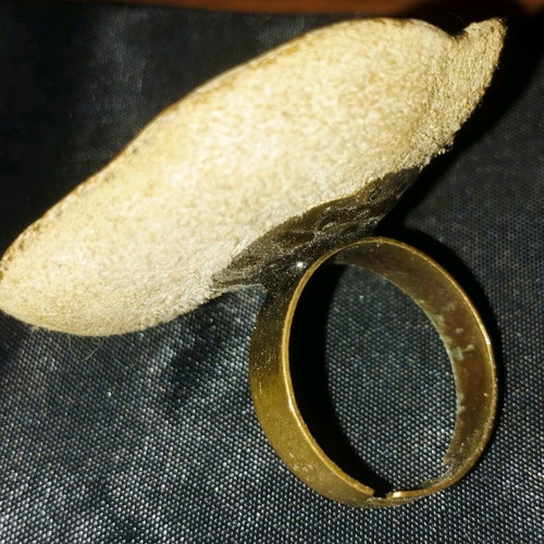 Handmade ring from leather and liquid glass new with adjustable size