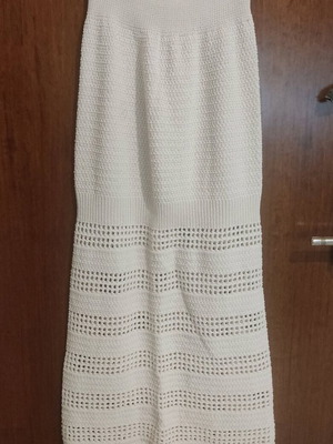 Knitted long summer skirt white-beige like new