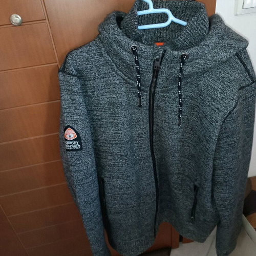 Superdry Mountain Zip Hood Fleece jacket like new, grey, XXL
