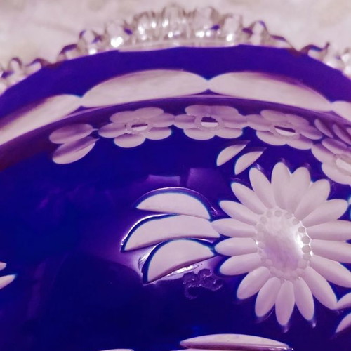 Meissener Bleikristall "Flower of London" fruit bowl new, blue