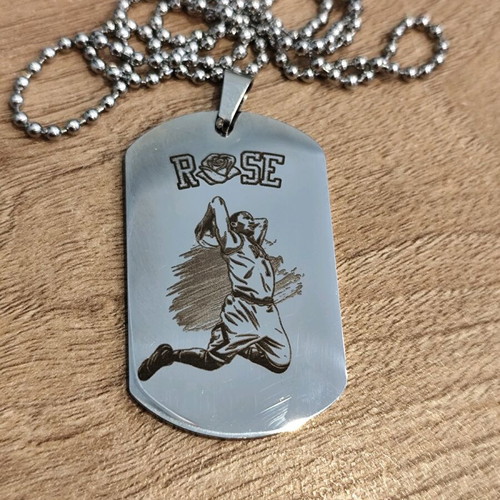 Derrick Rose men's pendant new, silver stainless steel dog tag