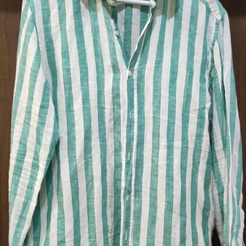 Xacus linen shirt like new, white and green, size M