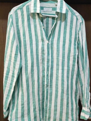 Xacus linen shirt like new, white and green, size M