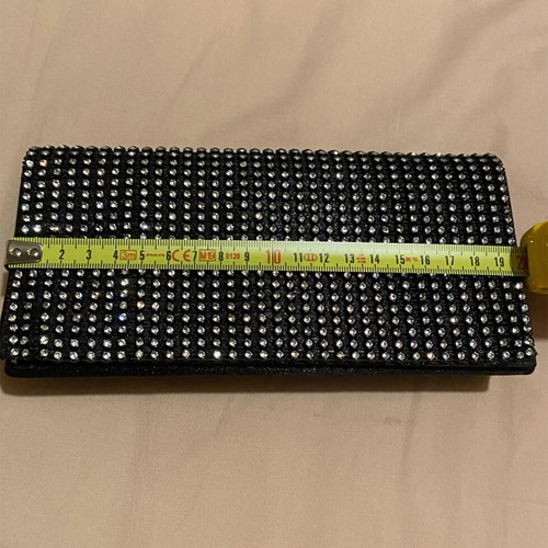 Black clutch with rhinestones new, crossbody
