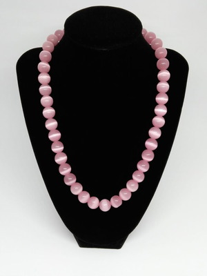 Handmade necklace with pink quartz beads, 46 cm length, new