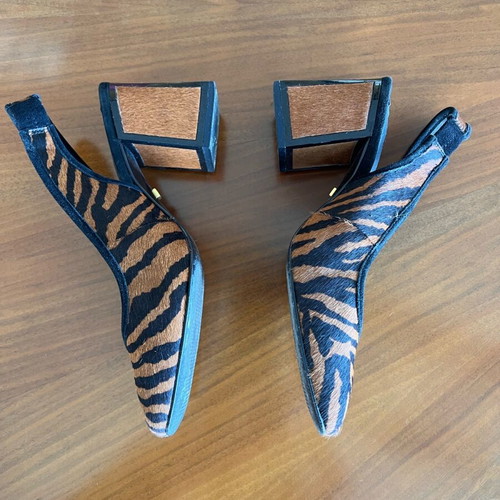 Kat Maconie women's slingback shoes like new, brown pony hair