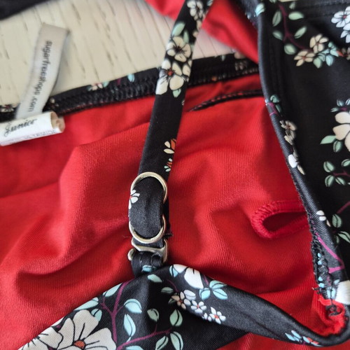 Bikini set SugarFree black floral size 16, like new