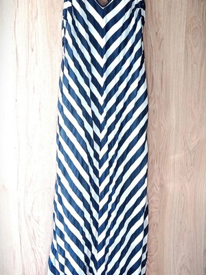 Holly & Whyte backless long dress, white and blue