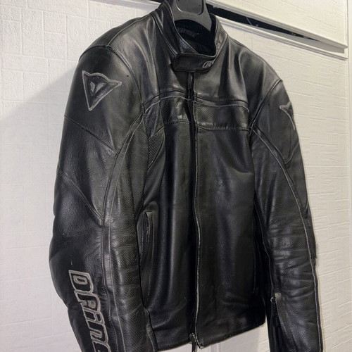 Dainese leather biker jacket used, size 50, black