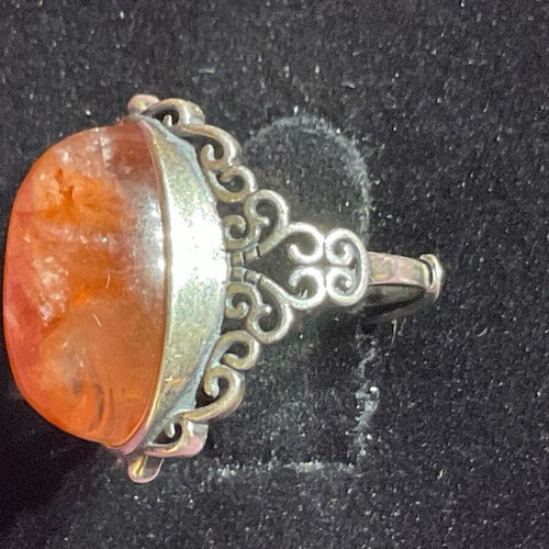Fire Quartz Silver Ring one size