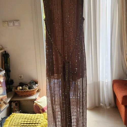 Sequin one-piece jumpsuit like new, beige and pink