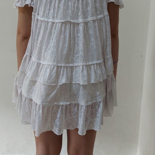 Women's mini dress used, white and gray, size S