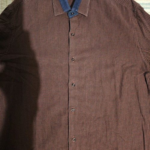 Bordeaux shirt used, size XXL fits like XL, sleeve patch repair needed