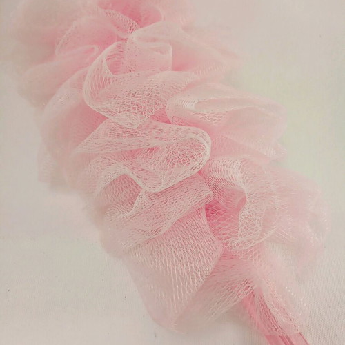 Synthetic bath sponge with handle pink unused