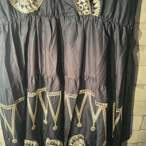Sweet Miss embroidered black dress new with gold details, size L