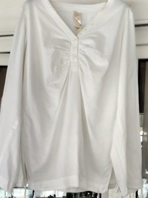 White Boho Blouse with Drawstrings and Ruching Size M-L like new