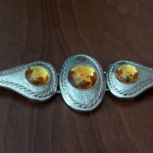 Gutos solid silver belt buckle used with crystals vintage