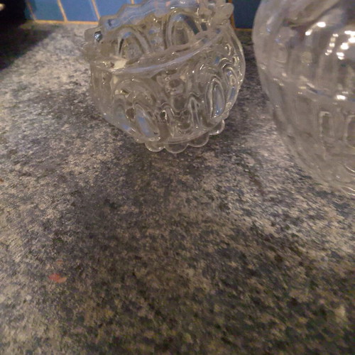 Glass fondantieres set of 3 used, with lids, Mary Rose