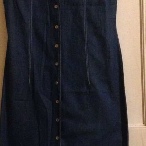 Maxi Denim Dress Alyzia Collection 100% Cotton M New Blue