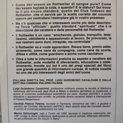 Italian book about Rottweilers like new, foreign language