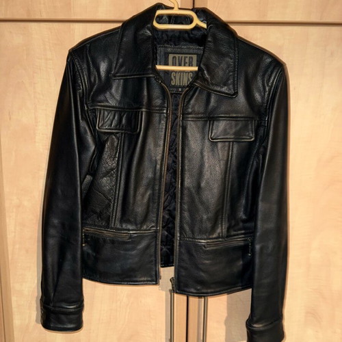 Authentic Over Skins leather jacket size S like new, black
