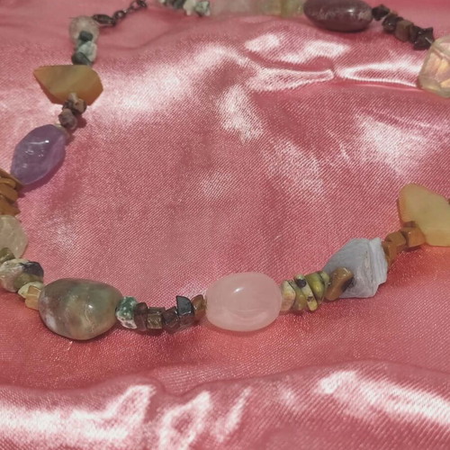 Handmade necklace with mineral stones used, length 48 cm