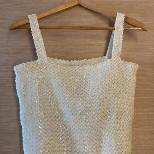 Evening top with sequins like new, sugar color, size L
