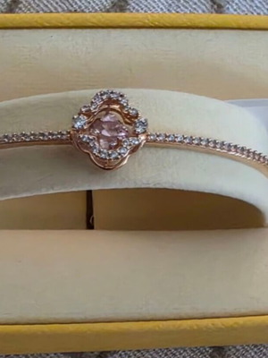 Σετ βραχιόλι και δαχτυλίδια Swarovski με 18ct επιχρύσωση, ροζ και λευκοί κρύσταλλοι