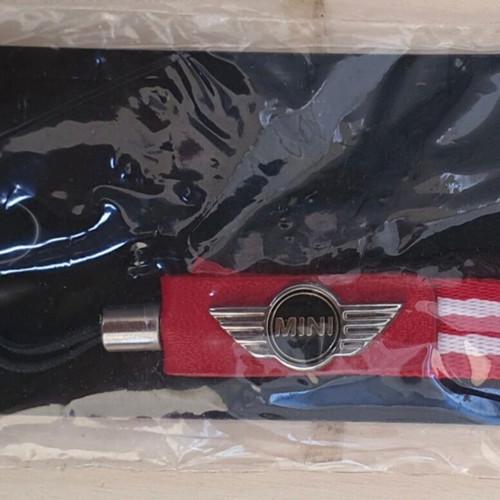 Mini BMW mobile phone strap new, red with white stripes