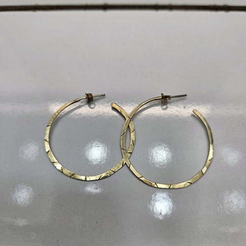 Silver gold-plated 925 hoop earrings new with hammered design