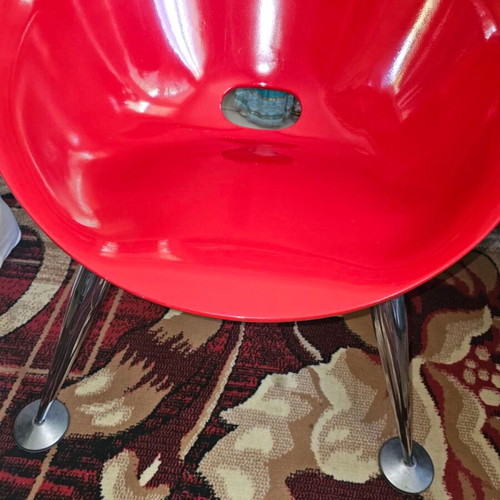 Armchair set used, modern Space Age design, black and red