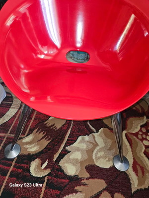 Armchair set used, modern Space Age design, black and red