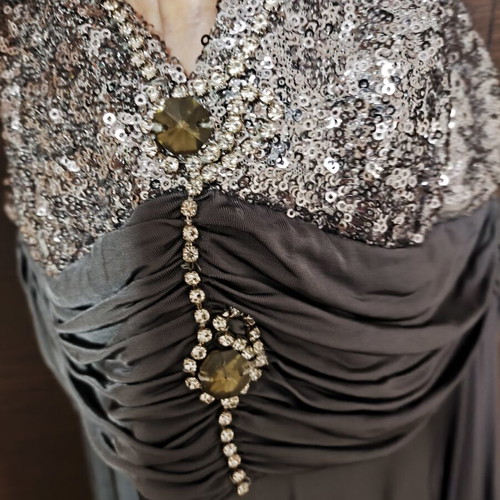 Evening dress anthracite with sequins like new, size M