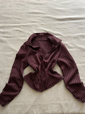 Bordeaux shirt with white stripes, slim fit