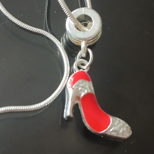 Silver 925 necklace with enamel shoe pendant, 50 cm, new
