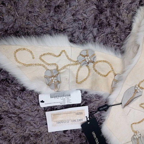 Celestino fur scarf new, 100% rabbit fur and leather