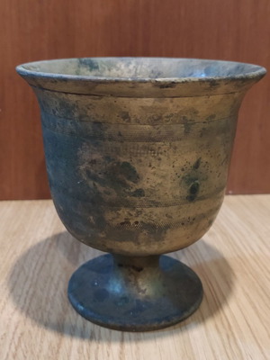 Bronze Mortar with Decorative Engraved Lines used, antique style