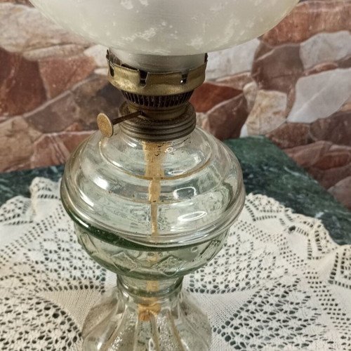 Vintage lamp set with handmade electric Ioannina lamp and glass oil lamp new