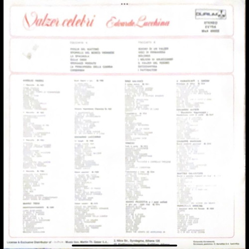 Edoardo Lucchina Valzer Celebri LP used, classical