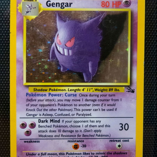 Gengar Pokemon card used, Fossil set 5/62, holo