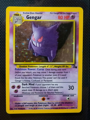 Gengar Pokemon card used, Fossil set 5/62, holo
